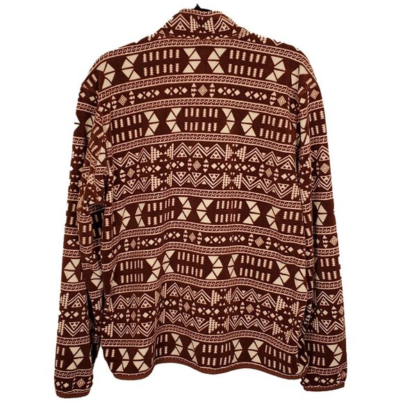 Duluth Trading Unisex Fleece Jacket Med Brown Southwestern Geometric Cozy Warm - Picture 2 of 16